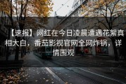 【速报】网红在今日凌晨遭遇花絮真相大白，番茄影视官网全网炸锅，详情围观