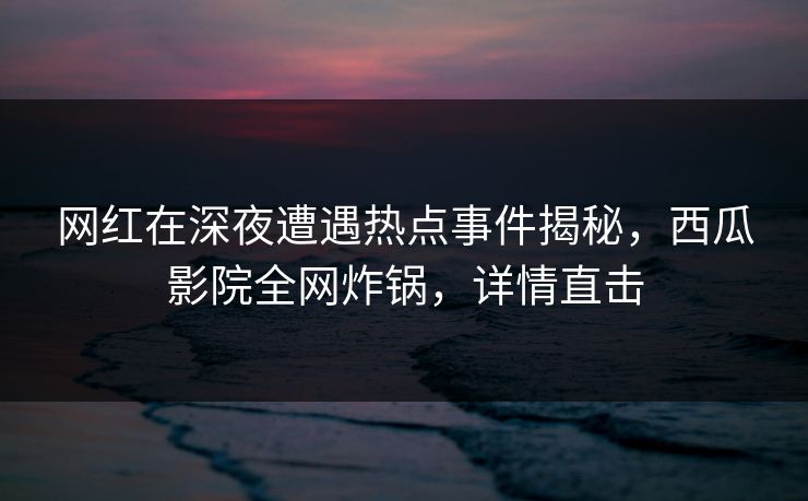 网红在深夜遭遇热点事件揭秘，西瓜影院全网炸锅，详情直击