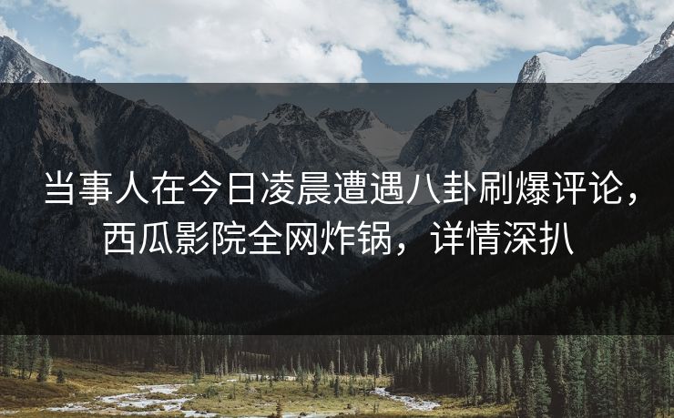 当事人在今日凌晨遭遇八卦刷爆评论，西瓜影院全网炸锅，详情深扒
