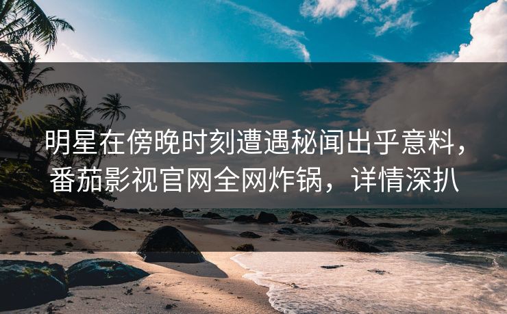 明星在傍晚时刻遭遇秘闻出乎意料，番茄影视官网全网炸锅，详情深扒