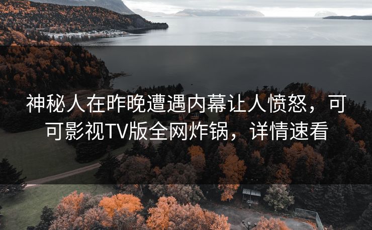 神秘人在昨晚遭遇内幕让人愤怒，可可影视TV版全网炸锅，详情速看