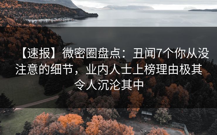 【速报】微密圈盘点：丑闻7个你从没注意的细节，业内人士上榜理由极其令人沉沦其中