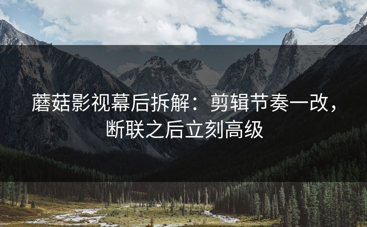 蘑菇影视幕后拆解:剪辑节奏一改,断联之后立刻高级 蘑菇影视幕后拆解:剪辑节奏一改,断联之后立刻高级